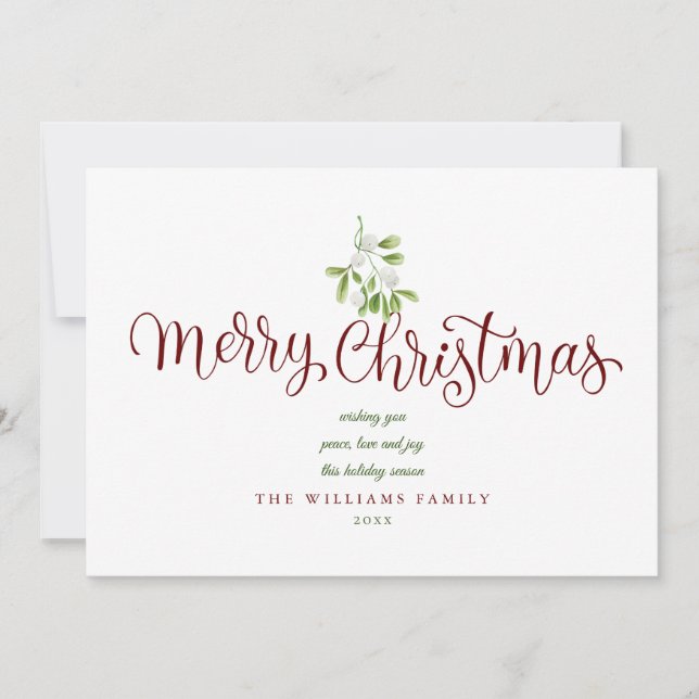 Tarjeta Festiva Elegante Mistletoe Script Merry Christmas Photo (Anverso)