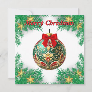 Tarjeta Festiva Elegante Moda Rústico Colorido Merry Christmas Bal