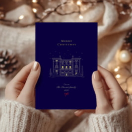 Tarjeta Festiva Elegante Moda Vintage Merry Christmas Holiday Card