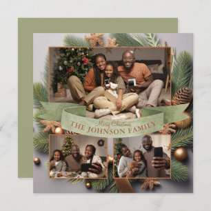 Tarjeta Festiva Elegante moderno 3 Navidades de la familia fotográ