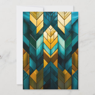 Tarjeta Festiva Elegante Moderno Abstracto Geométrico Dorado Turqu