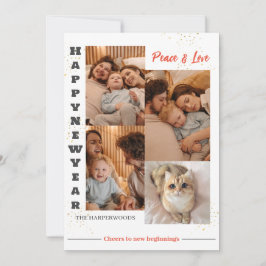 Tarjeta Festiva Elegante Moderno Feliz Año Nuevo 4 Multifoto