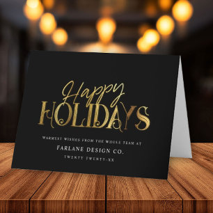 Tarjeta Festiva Elegante Moderno Gold Script Business Corporate