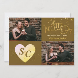 Tarjeta Festiva Elegante Monograma el día de San Valentín de amor