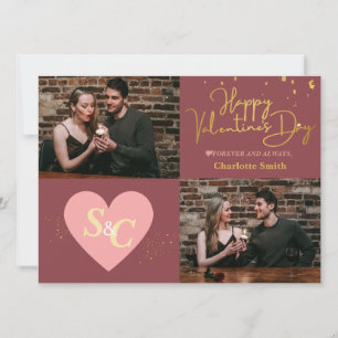 Tarjeta Festiva Elegante Monograma el día de San Valentín de amor 