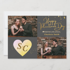 Tarjeta Festiva Elegante Monograma el día de San Valentín de amor