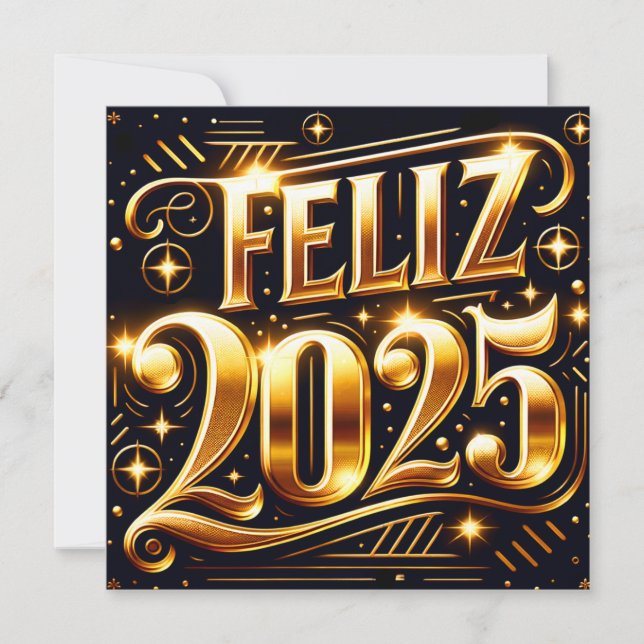 Tarjeta Festiva Elegante Muy feliz Año Nuevo 2025 (Anverso)