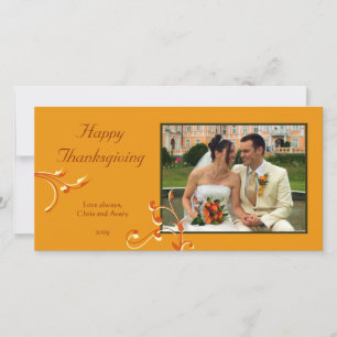 Tarjeta Festiva Elegante naranja de moda pergamino Saludo de Acció