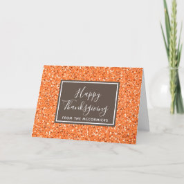 Tarjeta Festiva Elegante Naranja de otoño Purpurina Personalizado 