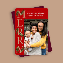 Tarjeta Festiva Elegante Navidades botánicos de fotos de pino de m