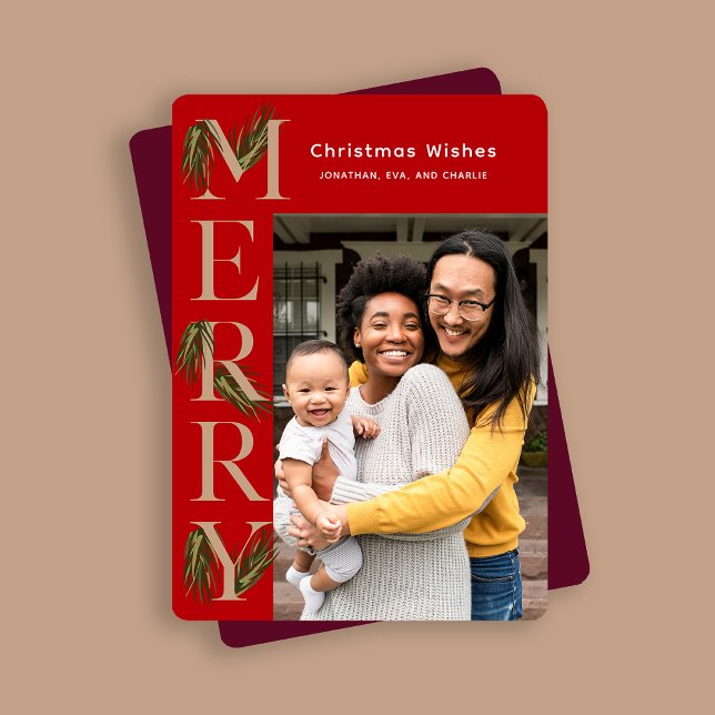 Tarjeta Festiva Elegante Navidades botánicos de fotos de pino de m (Subido por el creador)