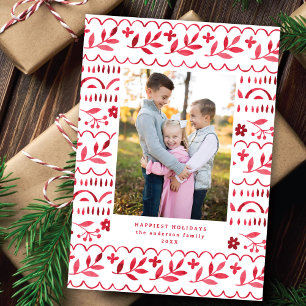 Tarjeta Festiva Elegante Navidades Crimson de color de agua popula