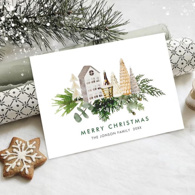 Tarjeta Festiva Elegante Navidades de acuarela Composición Boho (Subido por el creador)