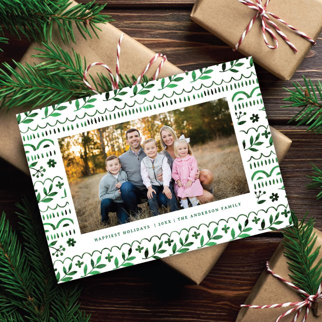 Tarjeta Festiva Elegante Navidades de acuarela verde (Subido por el creador)