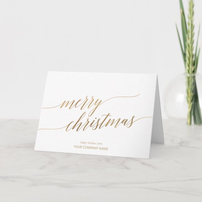 Tarjeta Festiva Elegante Navidades de caligrafía Gold Corporate (Anverso)