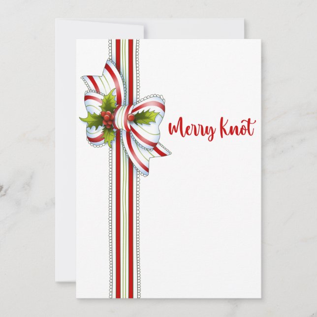 Tarjeta Festiva Elegante Navidades de cinta verde roja blanca mini (Anverso)