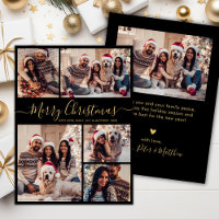 Elegante Navidades de Collage de fotos Black Gold 