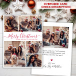 Tarjeta Festiva Elegante Navidades de Collage de fotos de Guión Ro<br><div class="desc">Moderna y Elegante caligrafía roja 5 Collages de fotos Maravillosa Tarjeta navideña. POR FAVOR, TENGA EN CUENTA QUE ESTAS TARJETAS DE TAMAÑO DE 6, 5" X 8, 75" SON MÁS GRANDES QUE LA MEDIA, DEBIDO AL MAYOR TAMAÑO DE LA TARJETA, ES CASI SEGURO QUE LOS COSTOS DE POSTAL SERÁN MÁS...</div>