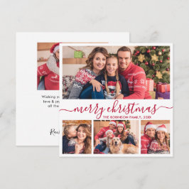 Tarjeta Festiva Elegante Navidades de Collage de fotos de Guión Ro