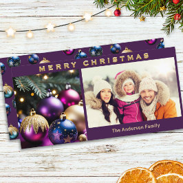 Tarjeta Festiva Elegante Navidades de fotografía de la familia de 