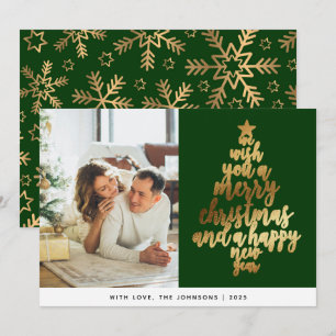 Tarjeta Festiva Elegante Navidades de fotografía de la familia Gre