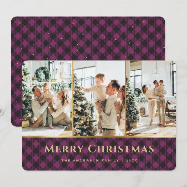Tarjeta Festiva Elegante Navidades de fotografía de la planta de b (Anverso / Reverso)