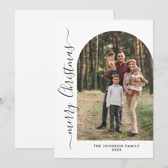 Tarjeta Festiva Elegante Navidades de fotografía sencillamente ele (Anverso / Reverso)
