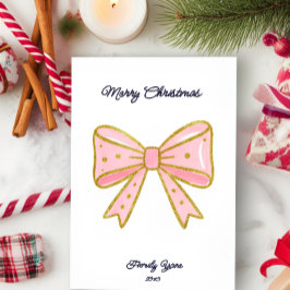 Tarjeta Festiva Elegante Navidades de la familia Bow de oro rosado