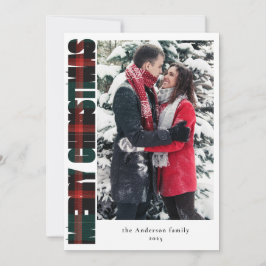 Tarjeta Festiva Elegante Navidades de la familia fotográfica verde