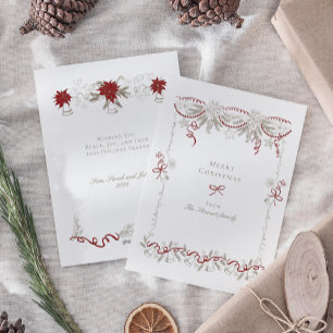 Tarjeta Festiva Elegante Navidades de mano trenzada retro