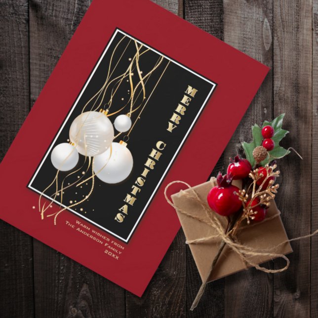 Tarjeta Festiva Elegante Navidades de oro negro rojo (Subido por el creador)