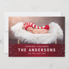 Tarjeta Festiva Elegante Navidades de vacaciones felices rojas