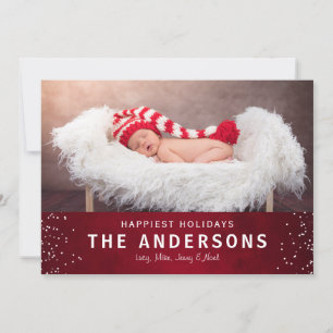 Tarjeta Festiva Elegante Navidades de vacaciones felices rojas