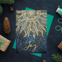Elegante Navidades del Joy Blue Gold Boho Sun Mand