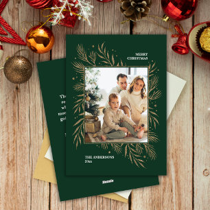Tarjeta Festiva Elegante Navidades del marco dorado Personalizado 