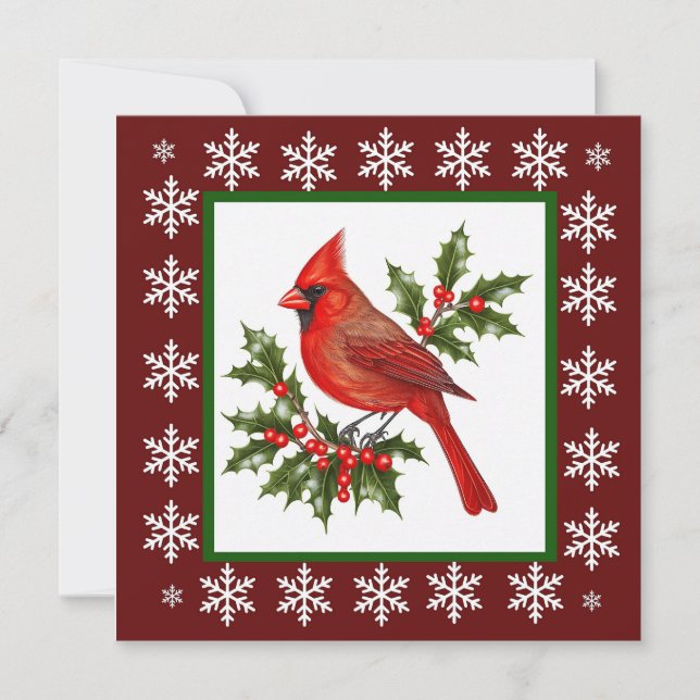 Tarjeta Festiva Elegante Navidades exclusivos de aves rojas (Anverso)