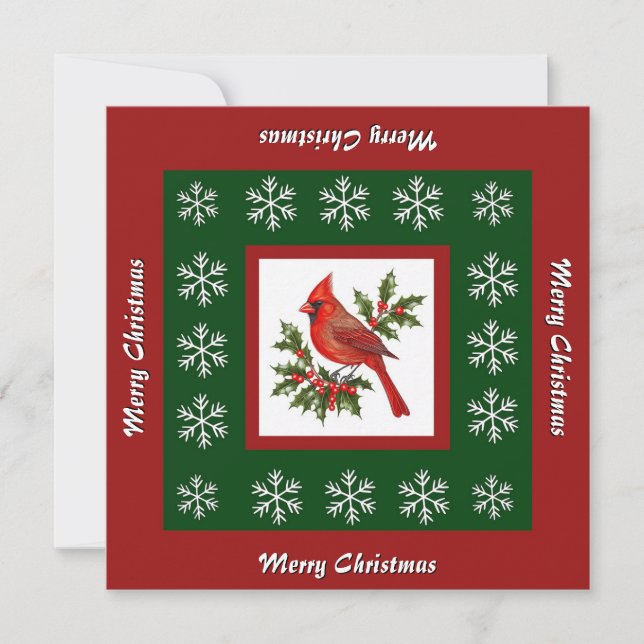 Tarjeta Festiva Elegante Navidades exclusivos de aves rojas (Anverso)