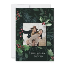 Elegante Navidades Holly Foto Botánica Verde Oscur