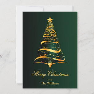 Tarjeta Festiva Elegante Navidades minimalistas de árbol de oro sa