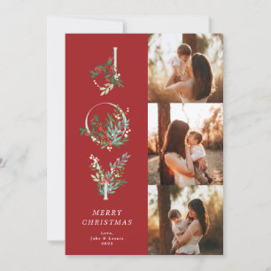 Tarjeta Festiva Elegante Navidades rojos JUSTO botánico 3 Foto