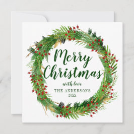 Tarjeta Festiva Elegante Navidades rojos verdes clásicos foto de W