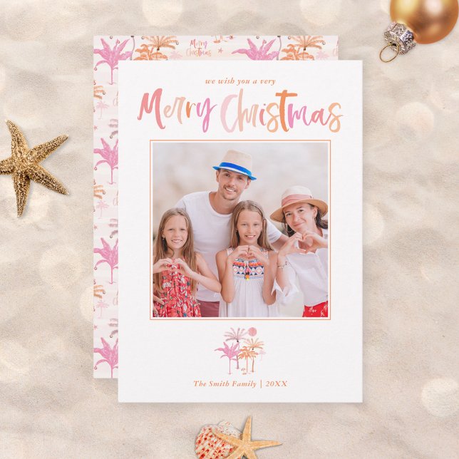 Tarjeta Festiva Elegante Navidades tropicales de palmeras (Subido por el creador)