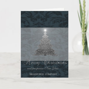 Tarjeta Festiva Elegante Negro, Árbol de Navidad, Compañía