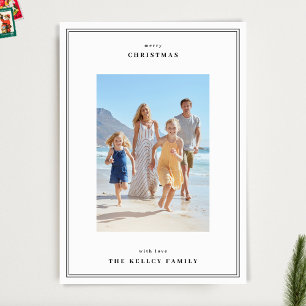 Tarjeta Festiva Elegante negro simple enmarcado 3 Navidades de fot