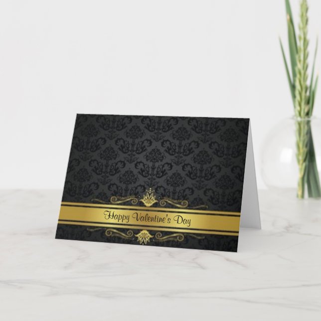 Tarjeta Festiva Elegante negro y oro (Anverso)