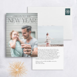 Tarjeta Festiva Elegante New Years Full Page Photo Holiday Card