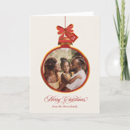 Tarjeta Festiva Elegante Ornament Merry Christmas Red Gold Photo