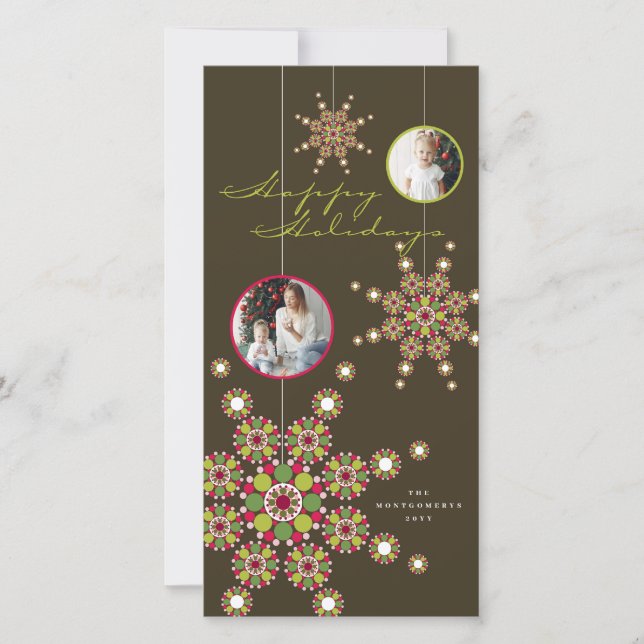 Tarjeta Festiva Elegante Ornament Stars Happy Holidays Photo (Anverso)