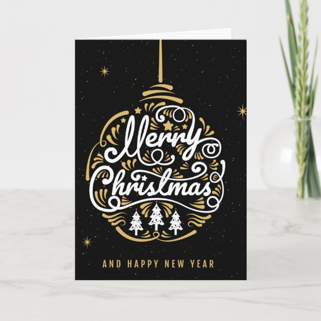 Tarjeta Festiva Elegante Ornamento navideño (Anverso)