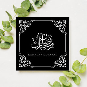 Tarjeta Festiva Elegante Ornate Black Ramadan Kareem Frame Saludo